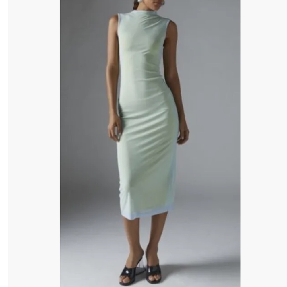 Urban Outfitters Jayden Mock Neck Slim Dress in Light Blue